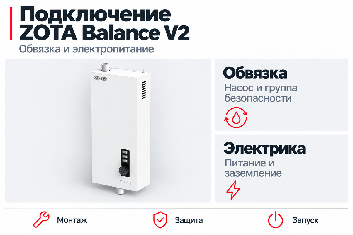 Подключение электрокотла Zota Balance V2: схемы обвязки и электрики