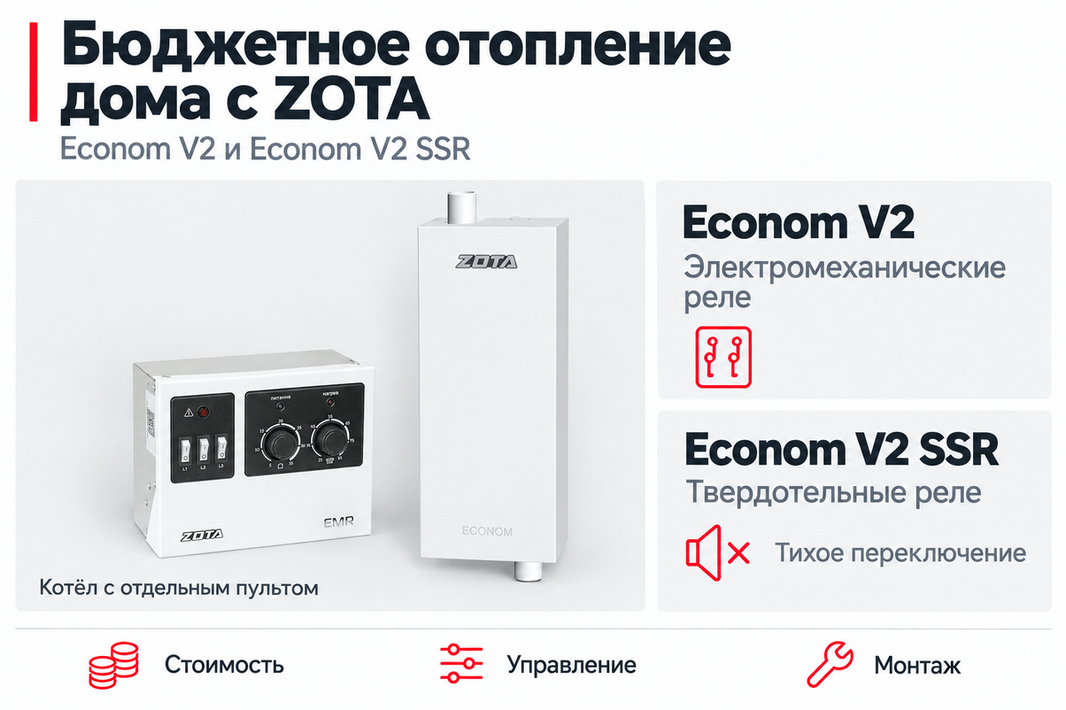Бюджетное отопление дома: обзор обновленных серий ZOTA Econom V2 и Econom V2 SSR