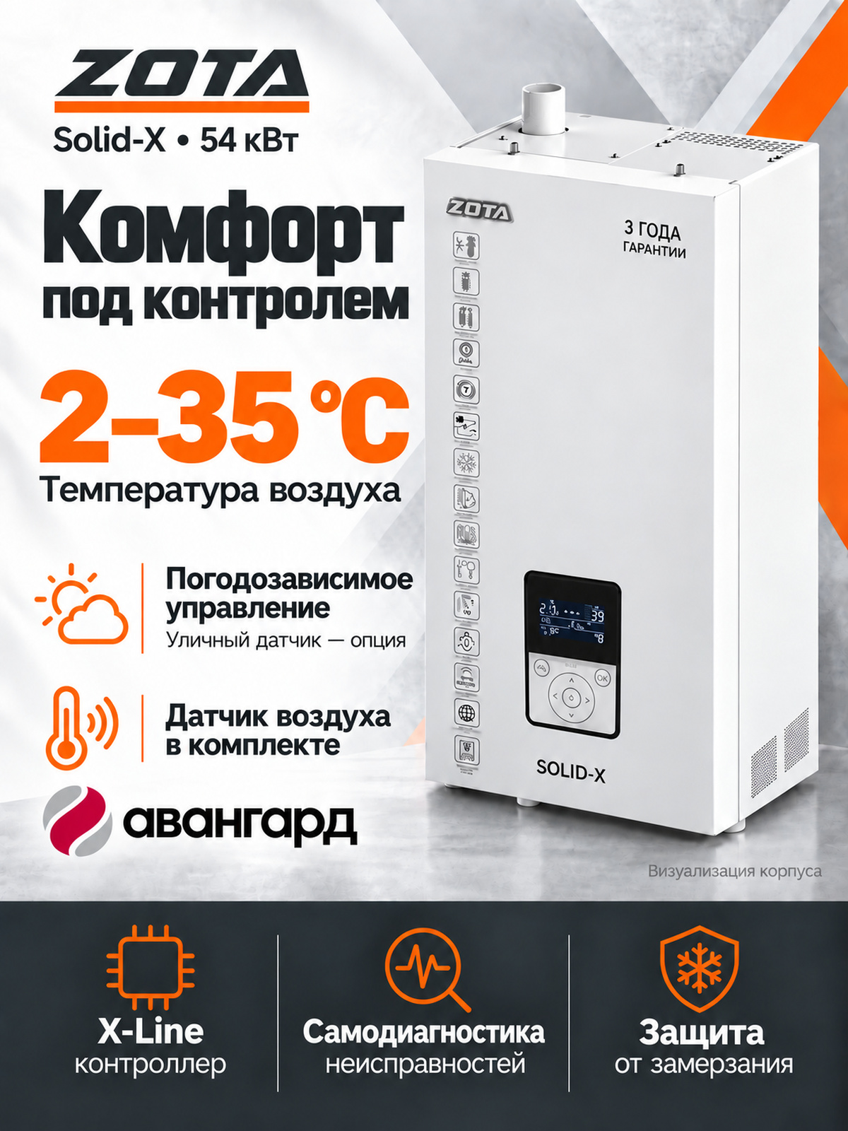 Котел отопительный электрический ZOTA SOLID X - 54