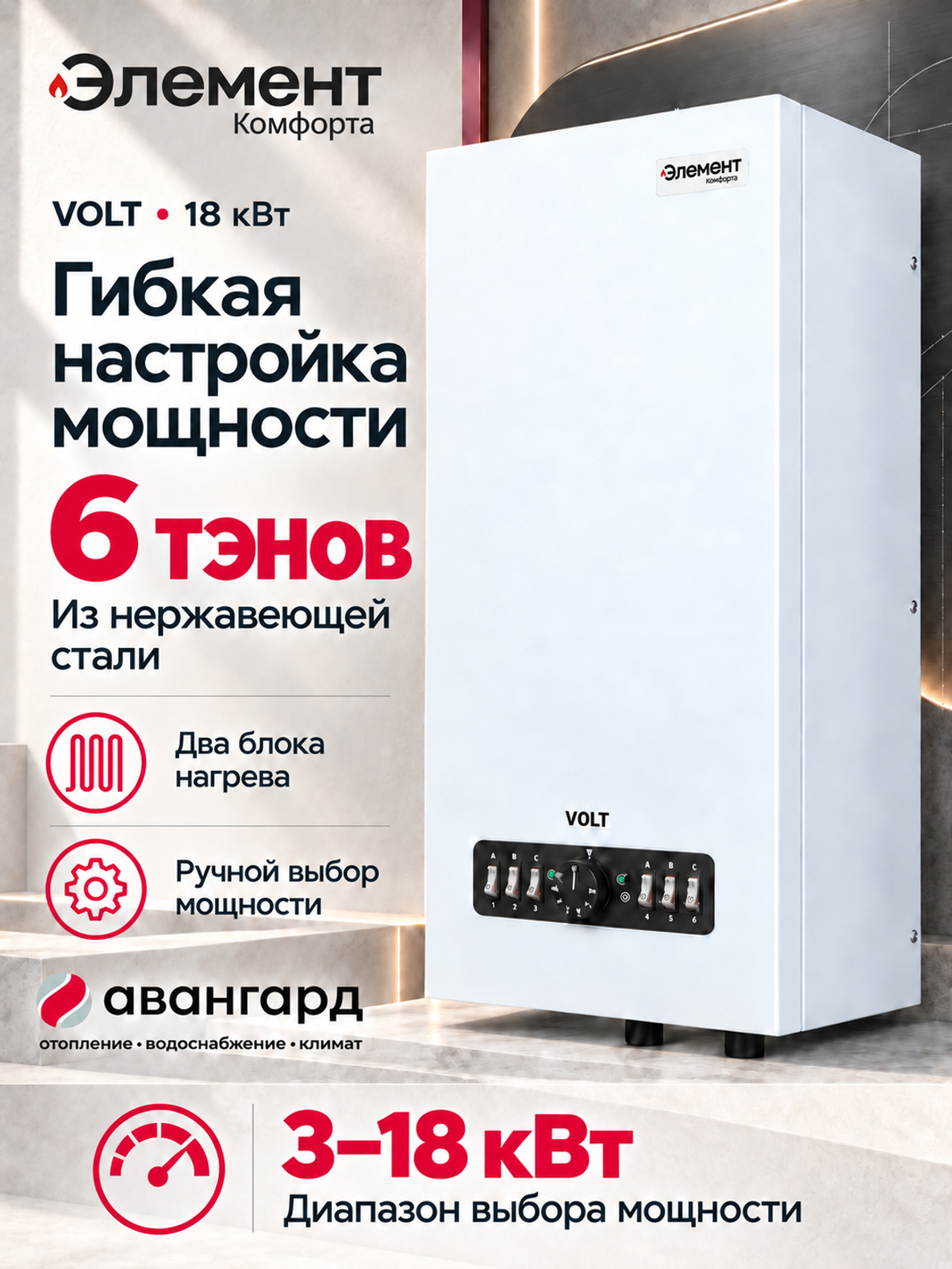 Котел электрический (миникотельная) Элемент Комфорта VOLT- 18